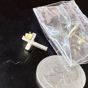 Gold Cross Stud Earrings 925 gold plated CZ. Never worn